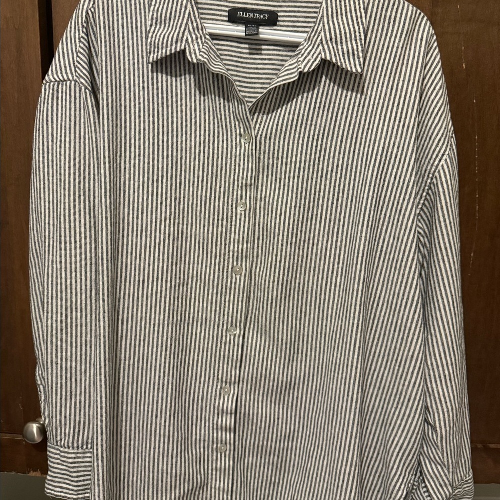 Ellen Tracy Women’s Striped Button Down Shirt